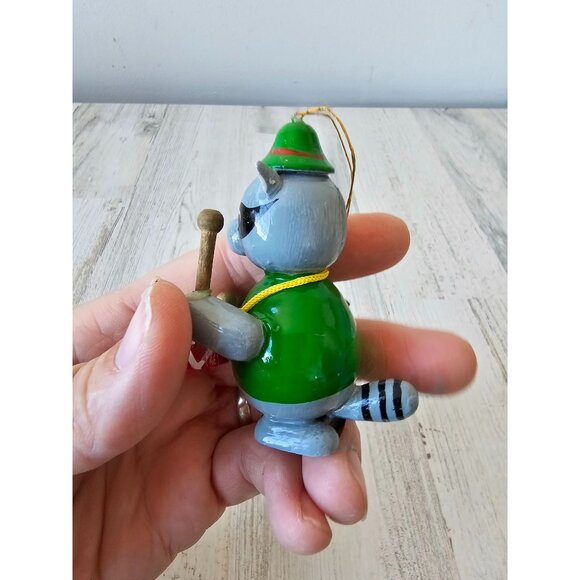 Vintage dakin wooden raccoon band drums ornament Xmas tree - Picture 4 of 8